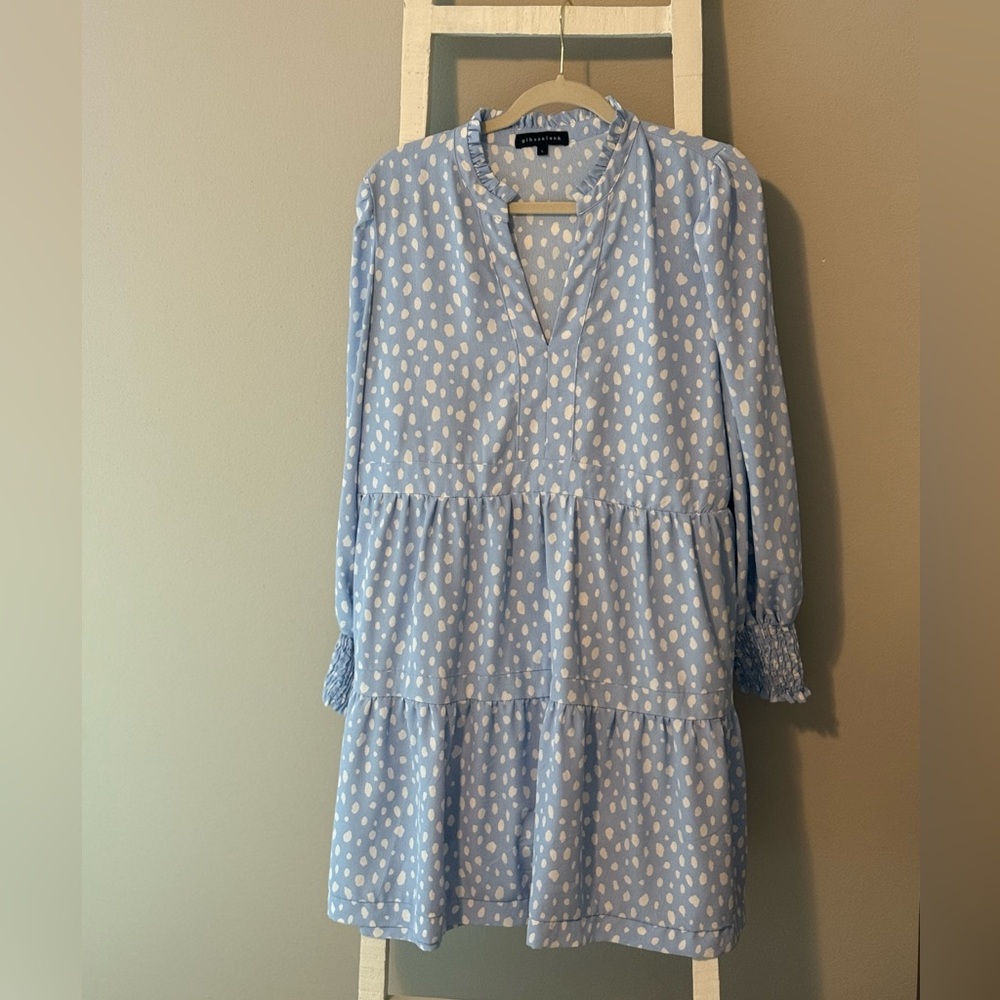Gibson Light Blue Blouse with White Dots